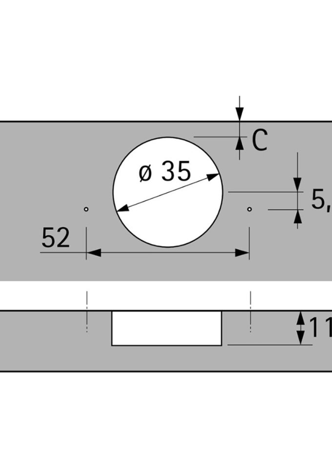 Hettich İntermat Frensiz Kalın Kapak Menteşesi Tam Deve Boynu 32mm