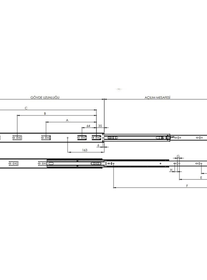 Erc 43mm Bilyalı Teleskopik Ray
