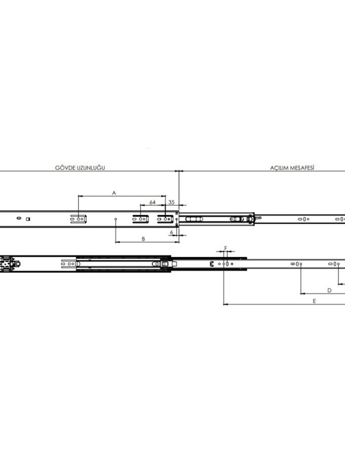 Erc 43mm Bilyalı Teleskopik Ray Bas Aç