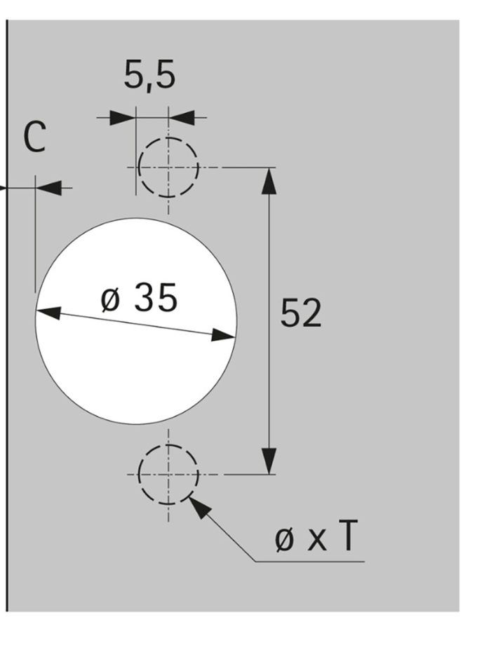 Hettich İntermat 90° Derece Frensiz Menteşe