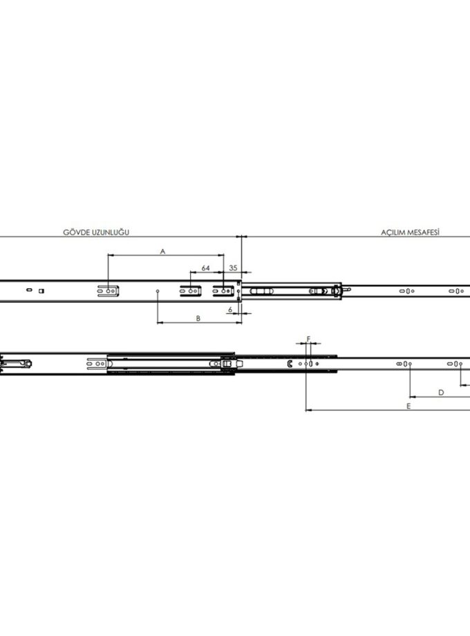 Erc 43mm Bilyalı Teleskopik Ray Frenli