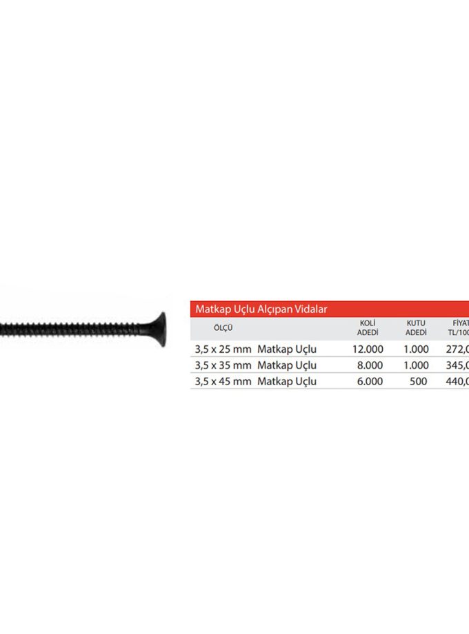 Meridyen Matkap Uçlu Vida Siyah