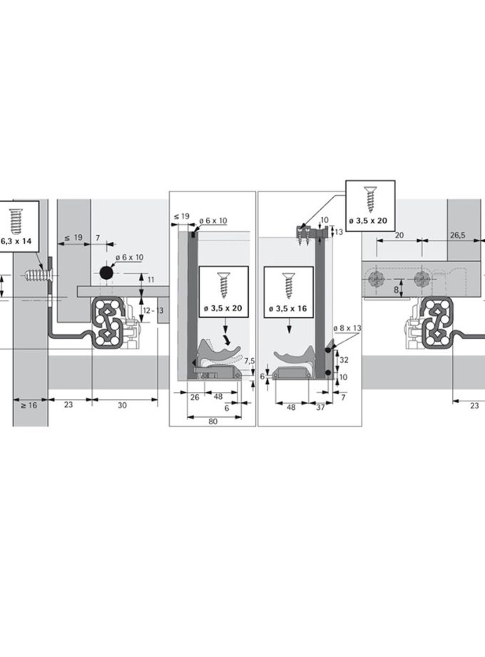 Hettich 25 cm Quadro V6 Tam Açılım Frenli Ray