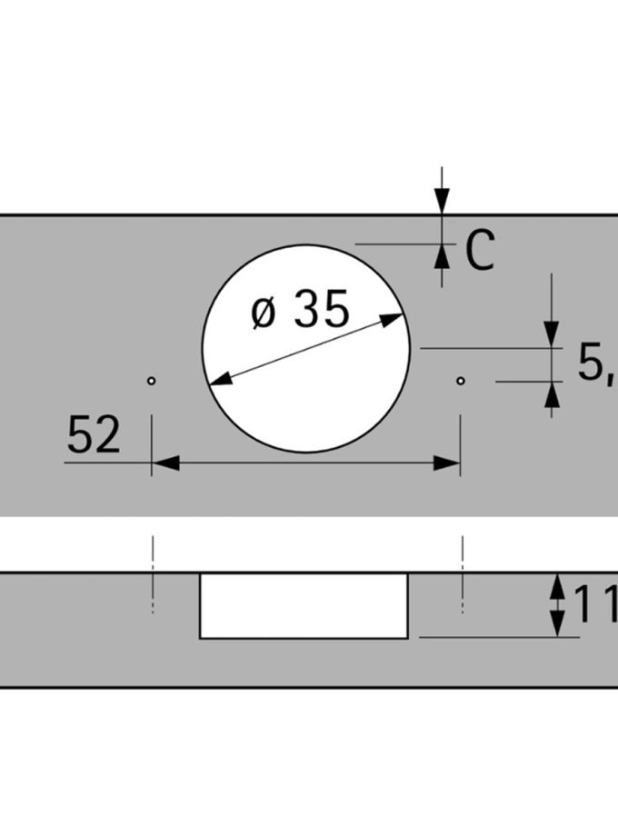 Hettich İntermat Frensiz Kalın Kapak Menteşesi Deve Boynu 32mm
