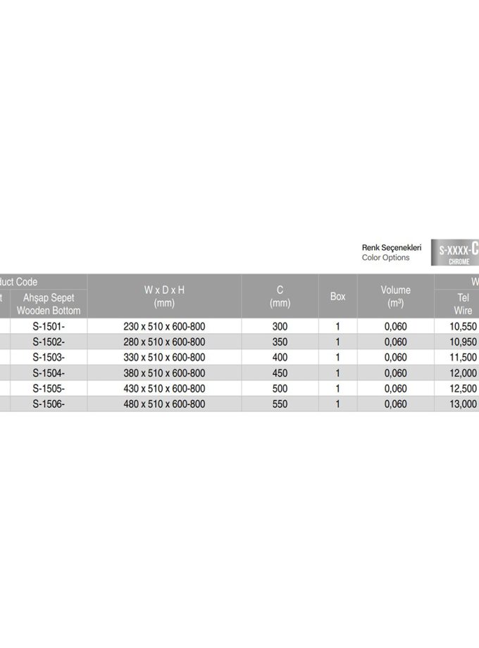 Starax 850-1100 400 mm 3 Sepetli Teleskopik Kiler Krom