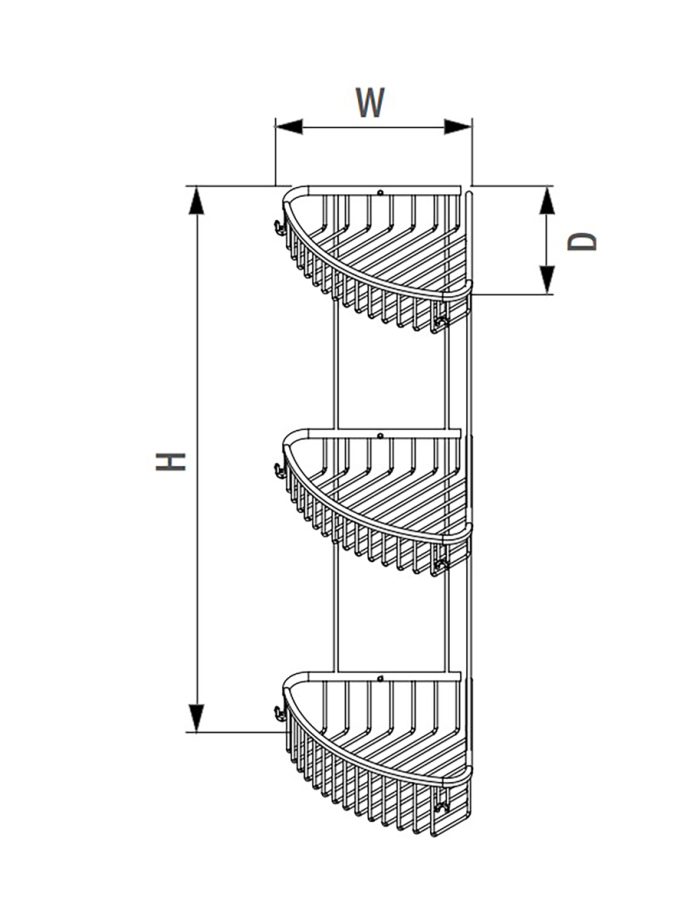 Starax S-8869 Üçlü Oval Köşe Süngerlik Krom 22x22