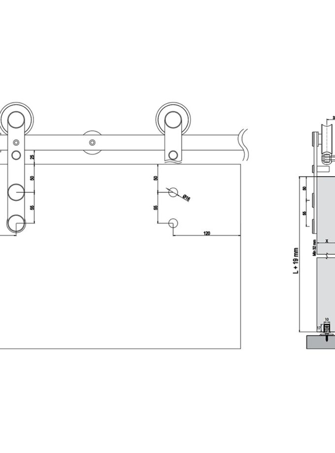 Albatur BarnDoor 8800 Üstten Askı Ahşap Sürme Kapı Sistemi 60 KG