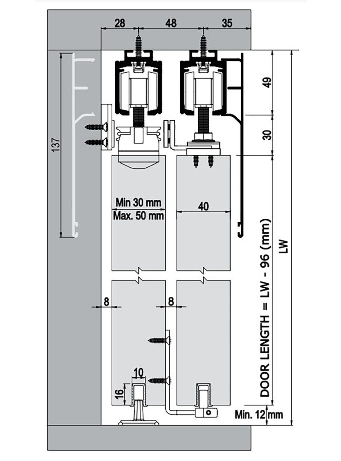 Albatur MultiDoor 0250 Halatlı Teleskopik Sürme Kapı Sistemi 80 KG