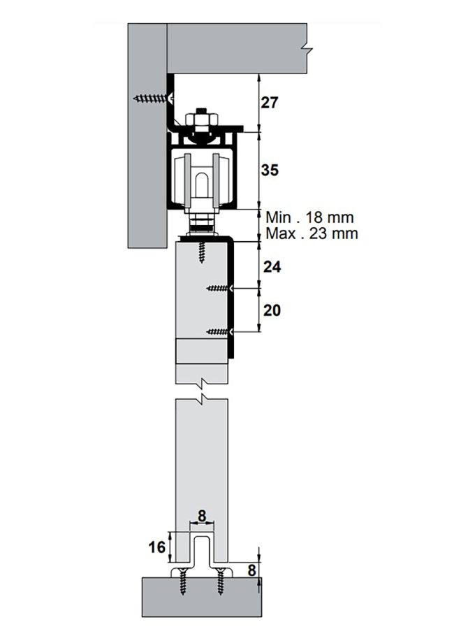 Albatur DoorSlide 7340 Ayarlı Sürgülü Kapı Sistemi - Rulmanlı 60 KG
