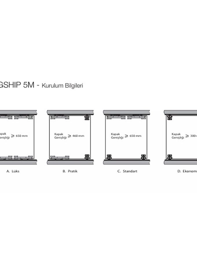 OPK Flagship 5M Entegre Frenli Modül içi Ahşap Sürgü Kapak Sistemi 2 Kapak Set