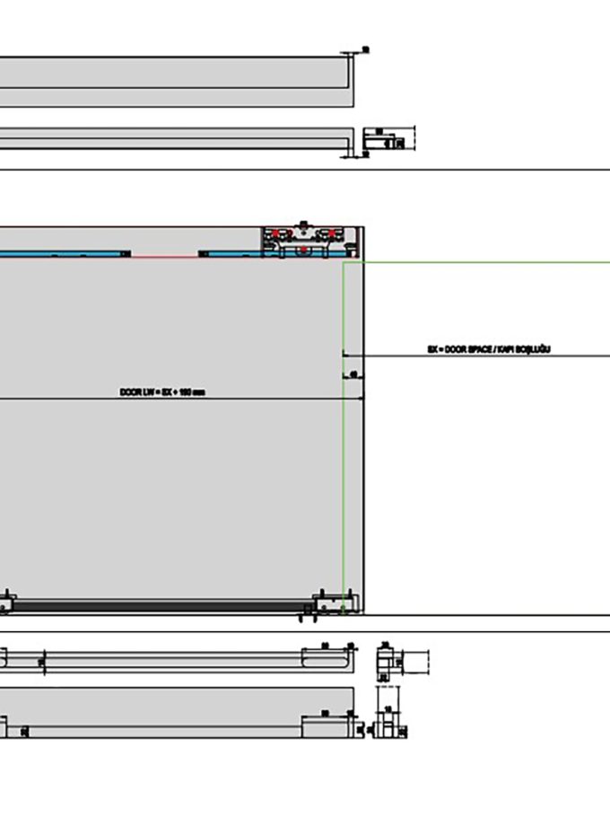 Albatur DoorSlide 8000 Ayarlı Çift Yöne Yavaşlatıcılı Hayalet Sürme Kapı Sistemi 60 KG