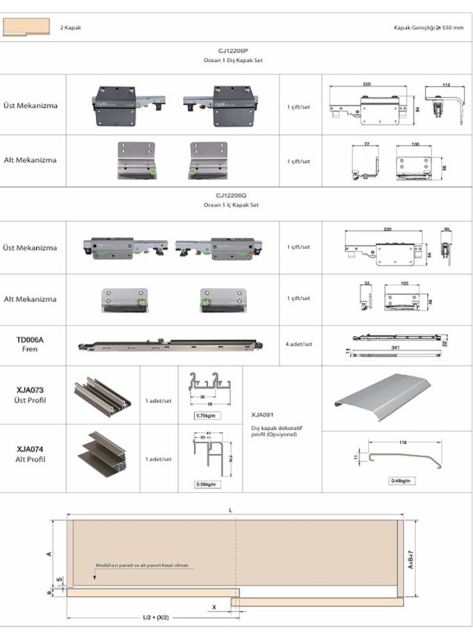 OPK Ocean 1 Üstten Askılı Sürgü Kapak Sistemi