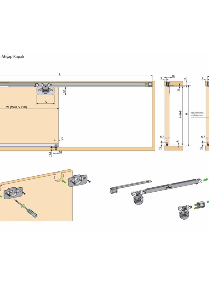 OPK Speedboat 1 Askılı Mini Ahşap Sürgü Kapak Sistemi