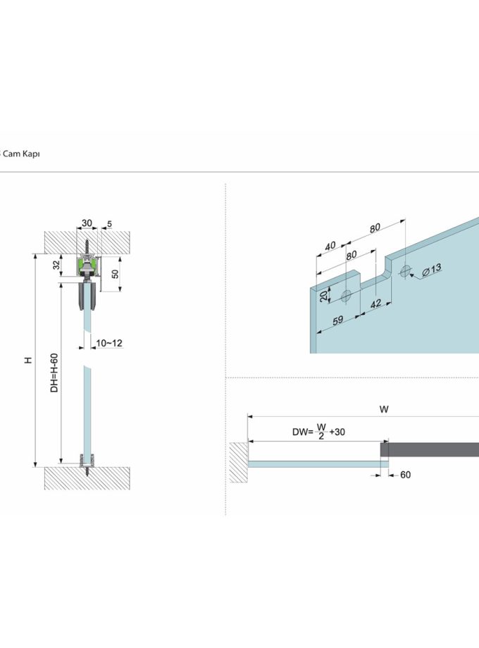 OPK Spaceship 5 Frenli Ahşap Kapı Sürgü Sistemi