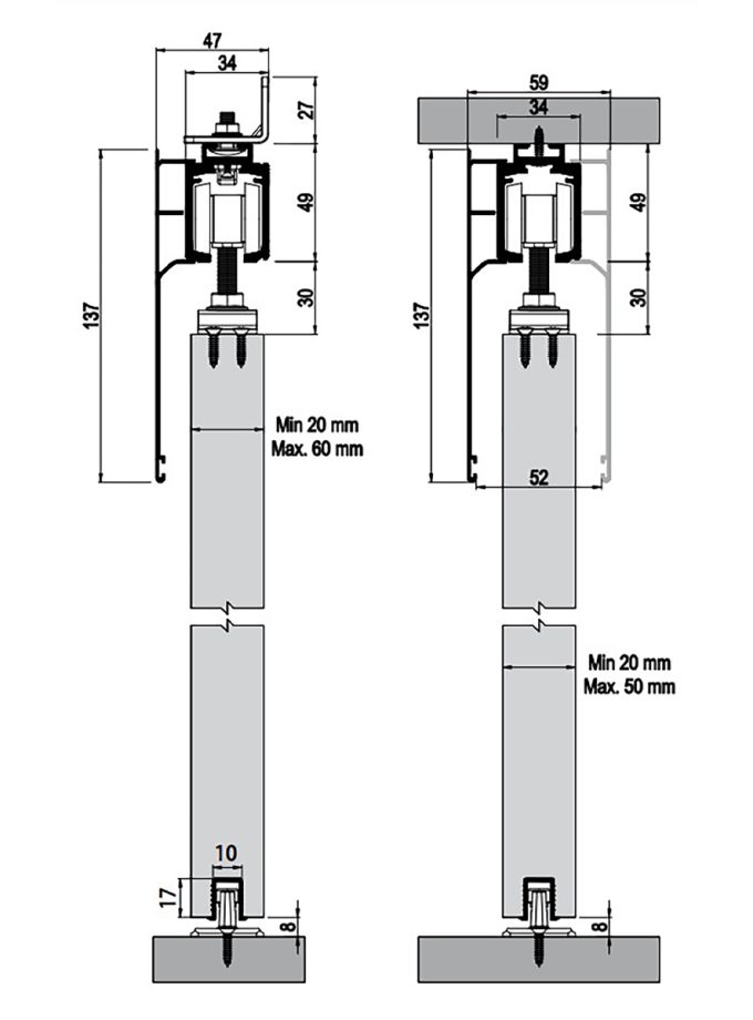Albatur DoorSync 9820 Ayarlı Çift Yöne Yavaşlatıcılı Halatlı Sürgü Kapı Sistemi 120 KG