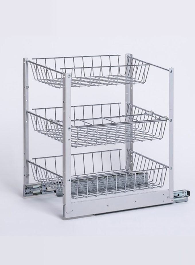 Oscar M3083 Teleskopik Raylı 3 Raflı Tezgah Altı Şişelikli Ünite Sepeti