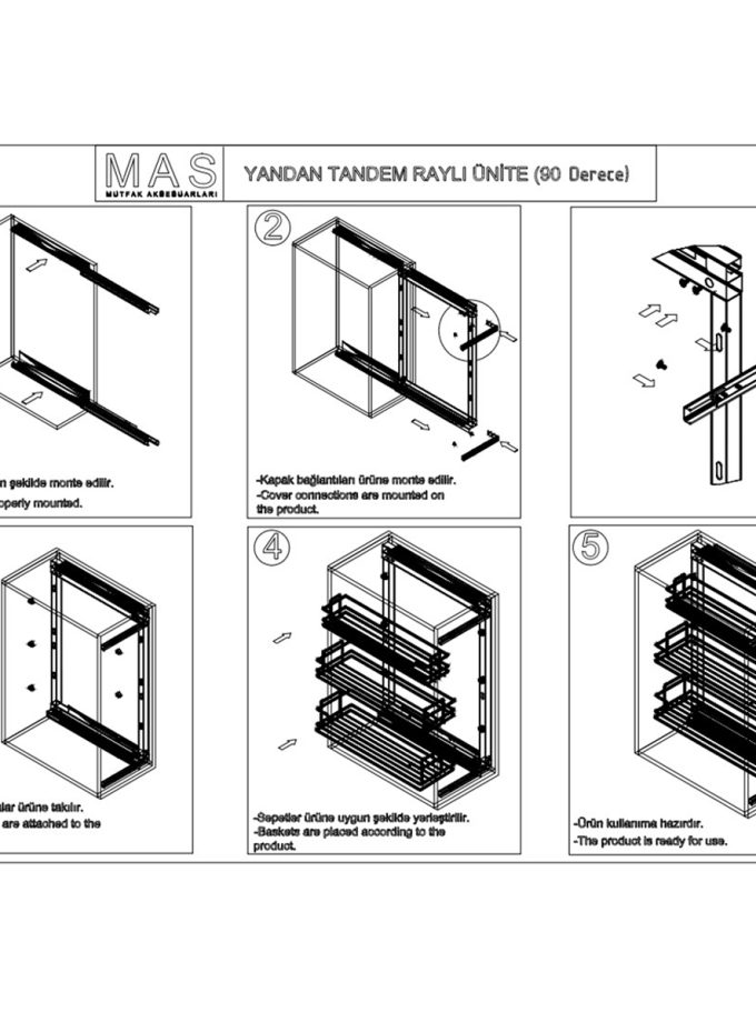 Oscar M3731 Futura Line Yandan Bağlı Tandem Raylı 3 Raflı Ünite 25CM