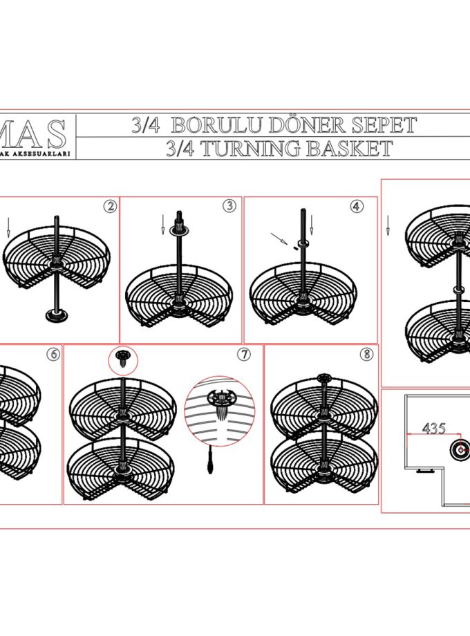 Oscar M4010 Borulu 3/4 Döner Sepet