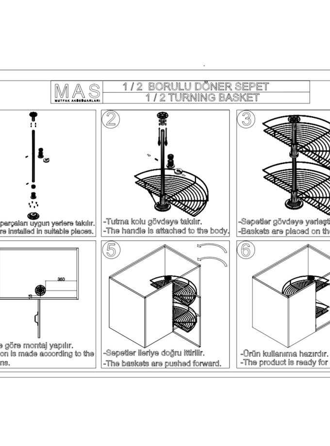 Oscar M4001 Borulu 1/2 Döner Sepet