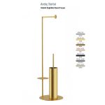 Defne Banyo Ardıç Yedekli Kağıtlıklı Klozet Fırçası - Mat Altın