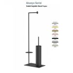 Defne Banyo Akasya Yedekli Kağıtlıklı Klozet Fırçası - Siyah